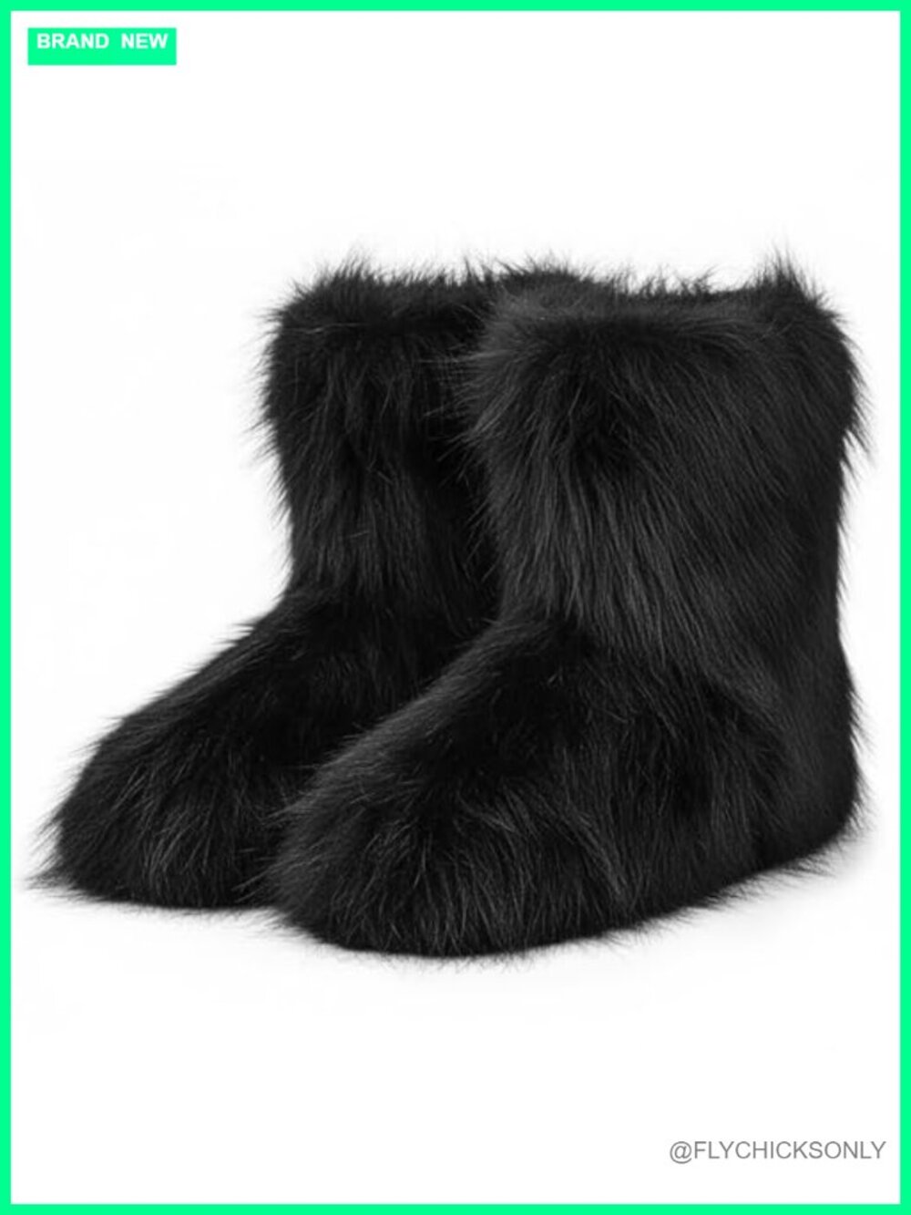 Faux Fur Boots for Women Fuzzy Fluffy Round Toe Winter Snow Boots